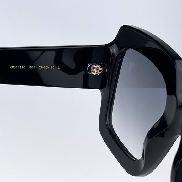 Gucci GG1111S 001 Sunglasses Black Grey Gradient Square Unisex - Picture 12 of 13